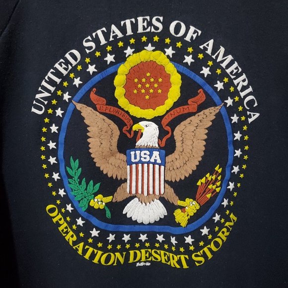 Vintage 90s Operation Desert Storm Sweatshirt Crewneck Size XL Made In USA SEAL - Picture 2 of 8